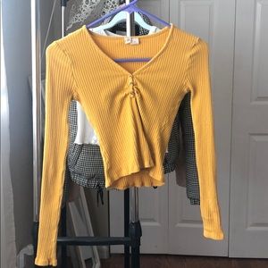 Cute yellow long sleeve shirts Clearance